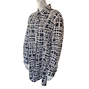 Charlotte Kellogg White & Black Linen Button Down Tunic
